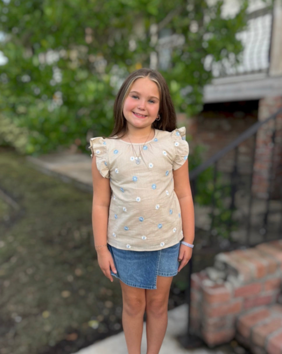 Tan Flower Top