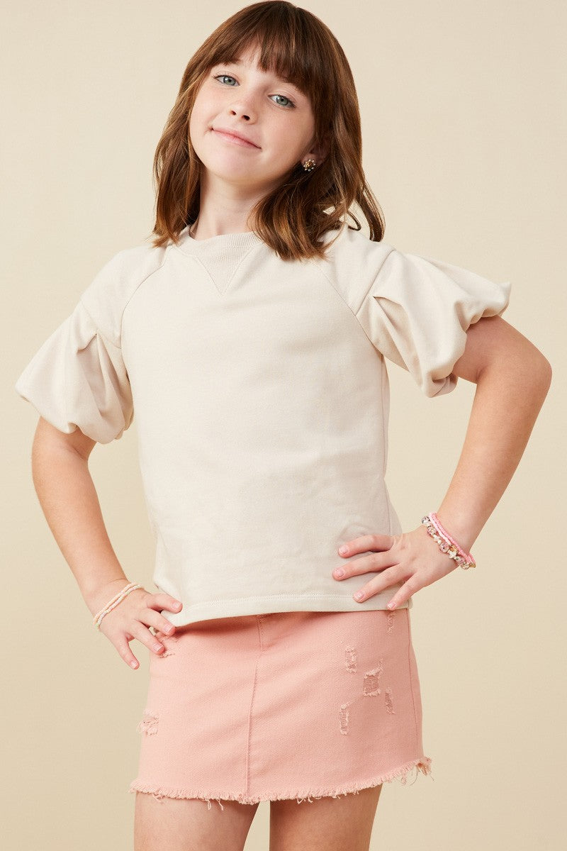 Beige Puff Sleeve Top