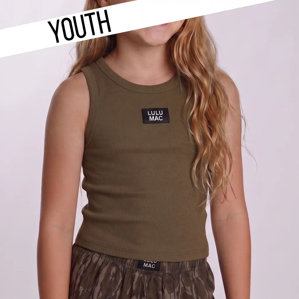 Dark Olive Lulu Mac Tank - Youth