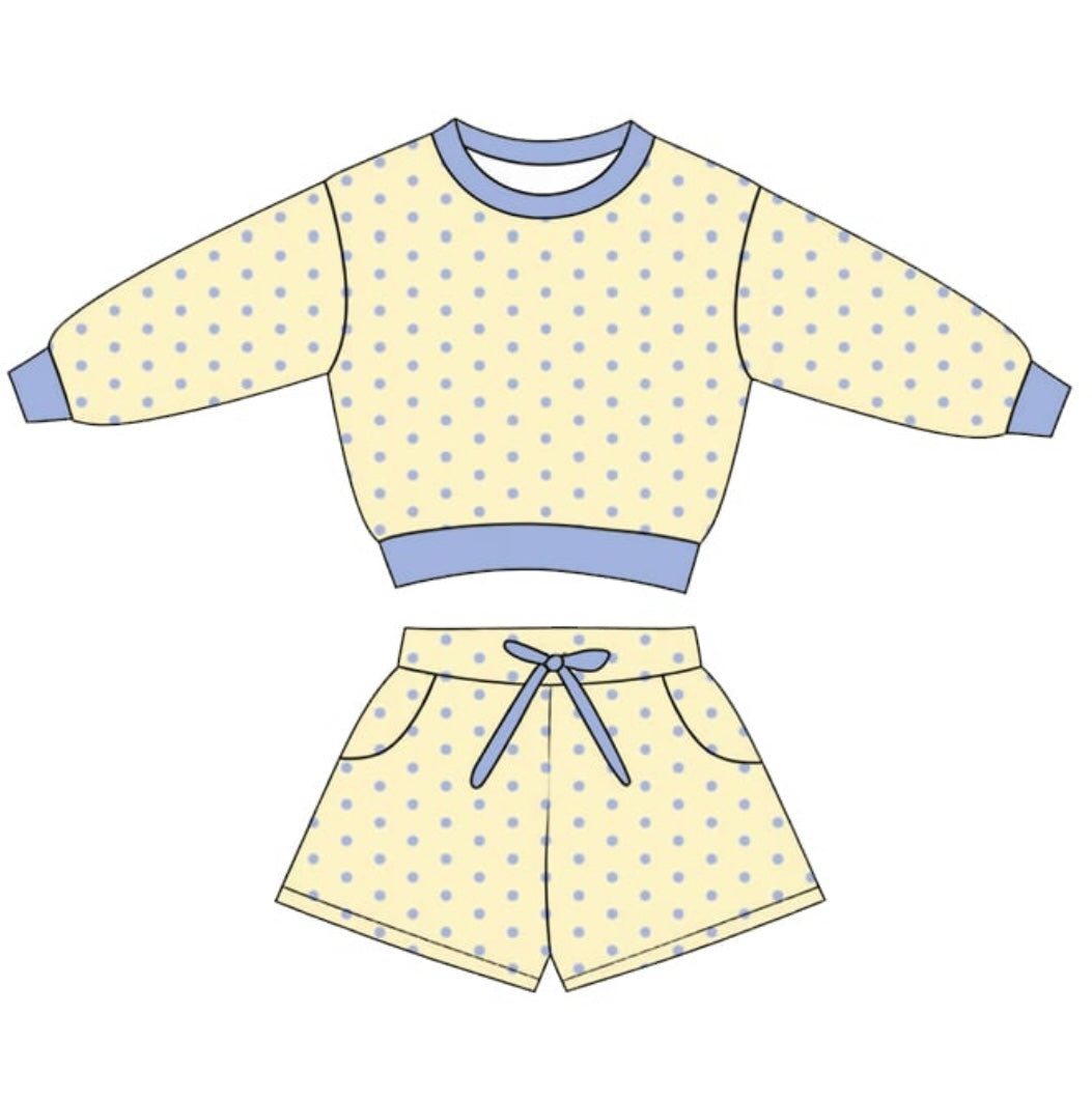 Blue & Yellow Polka Dot Set