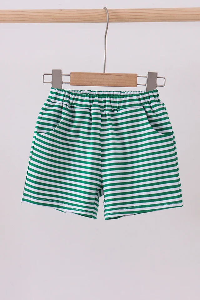 Green & White Striped Shorts