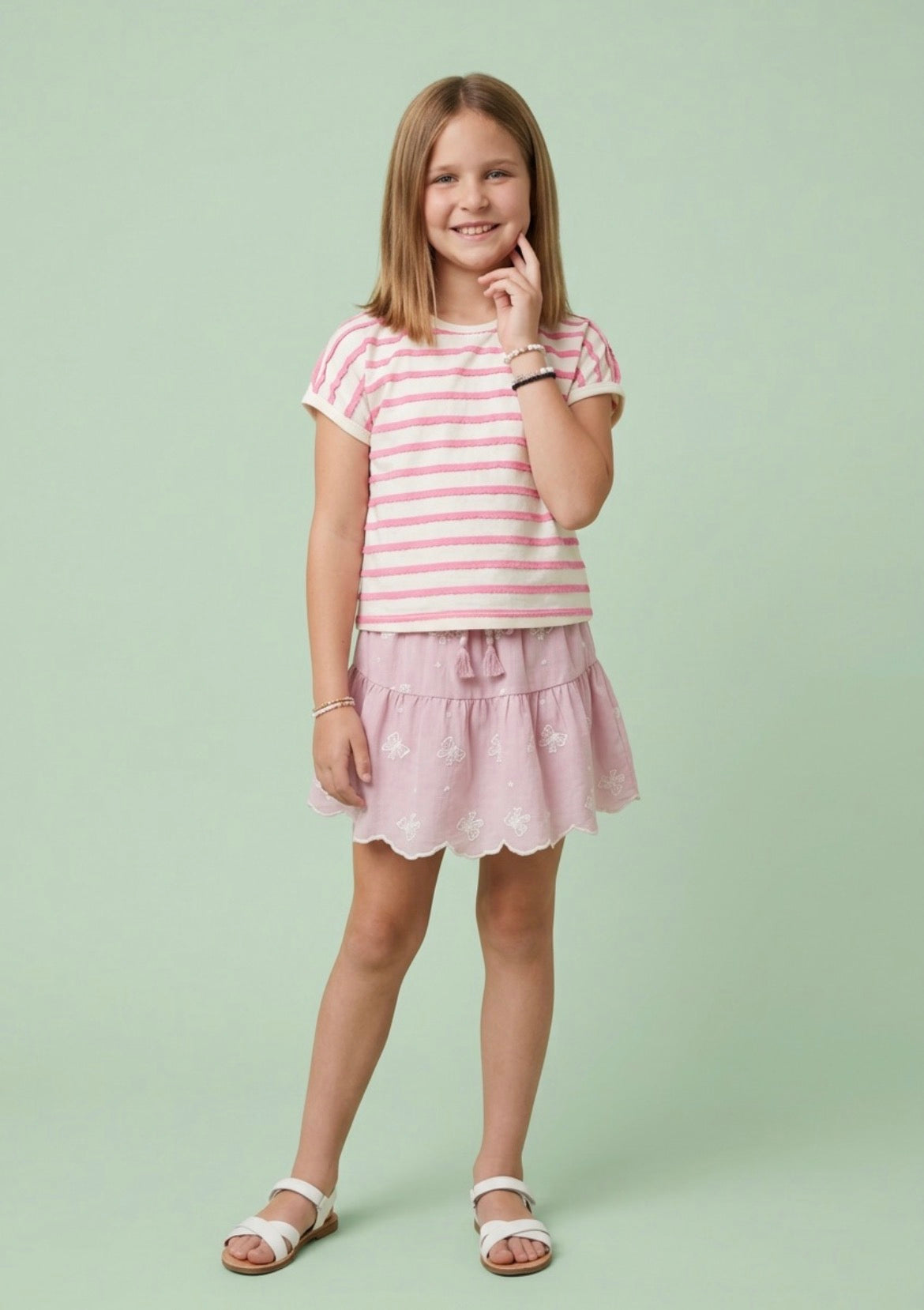 Striped Pink & White Tee