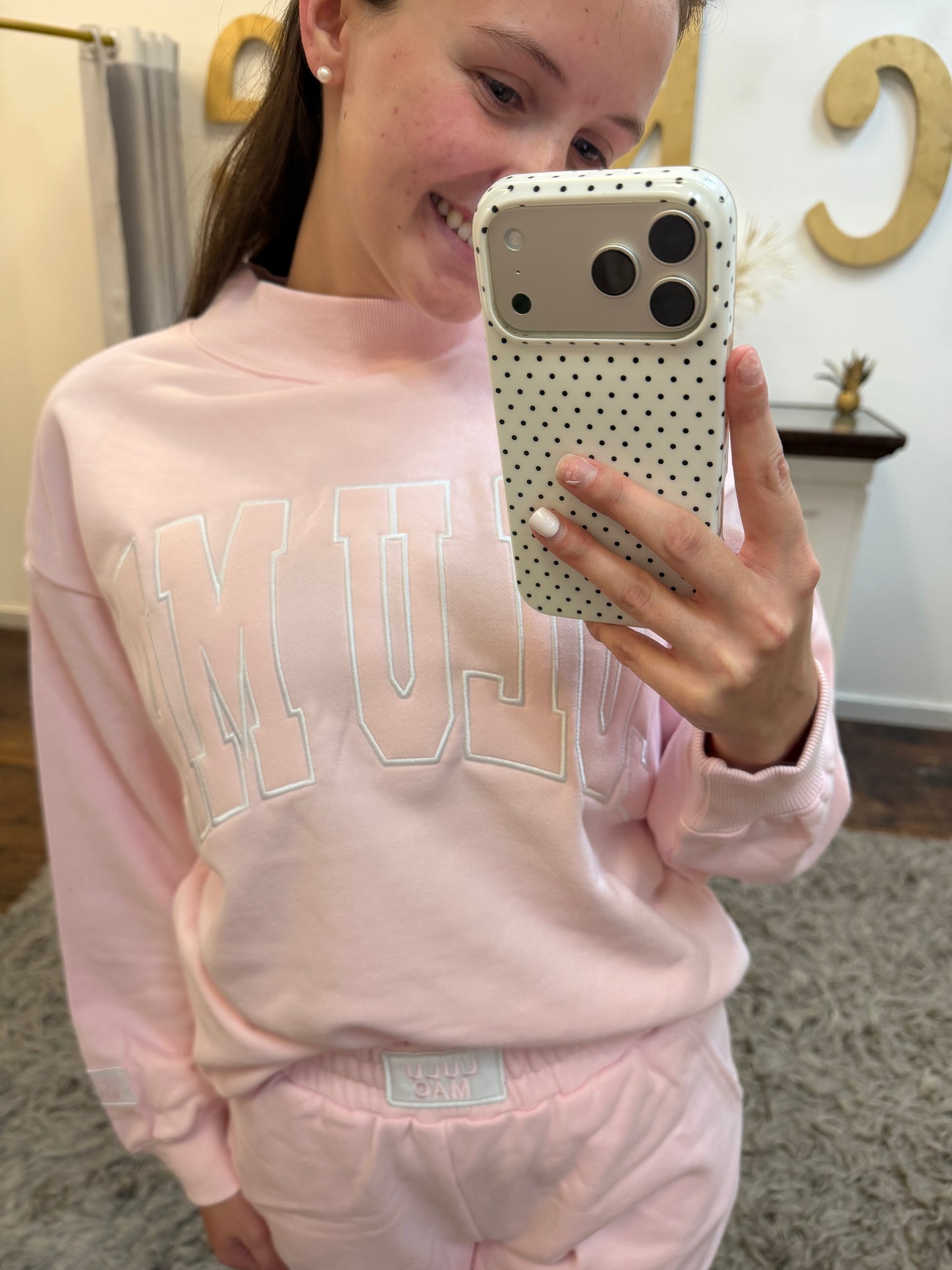 Tween Light Pink Mockneck Lulu Mac Sweathshirt
