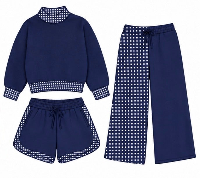 Navy Checkered Top