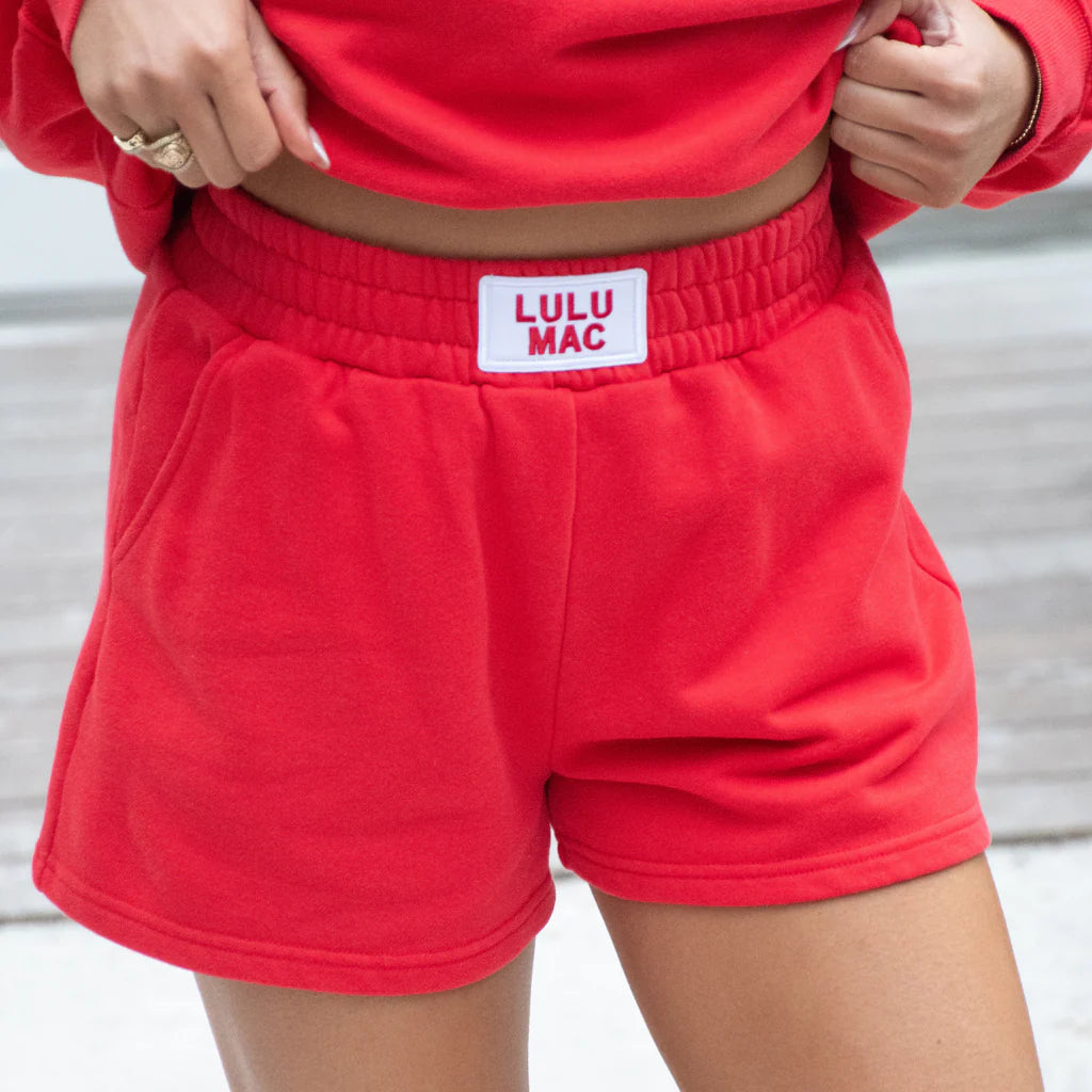 Tween Red Terry Cloth Lulu Mac Shorts