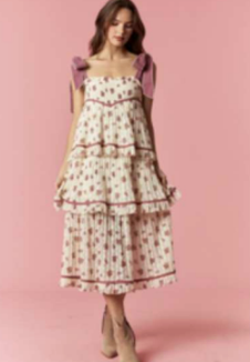 Cream Mauve Lace Dress