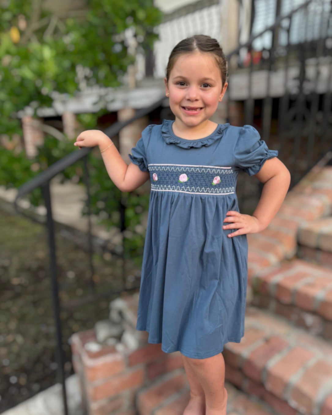 Navy Garden Rose Dress