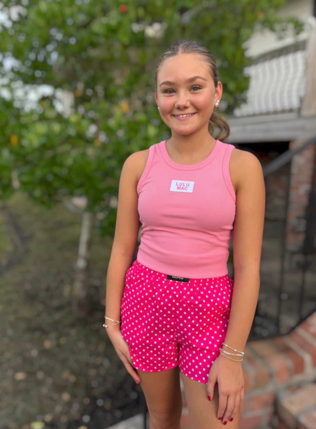 Tween Hot Pink Polka Dot Lulu Mac Shorts