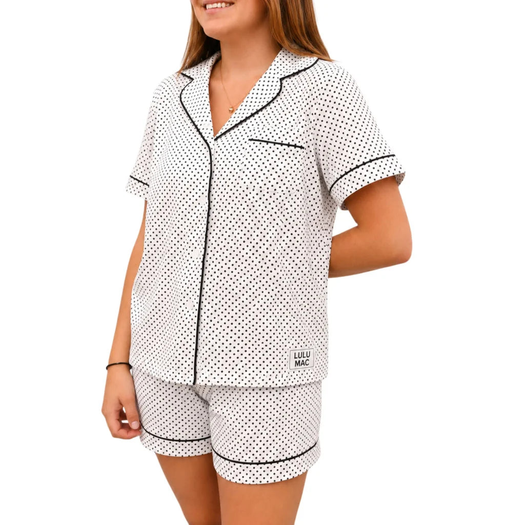 Black & White Polka Dot Lulu Mac PJs - Tween