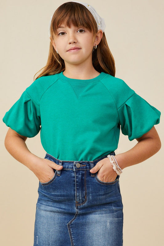 Green Puff Sleeve Top