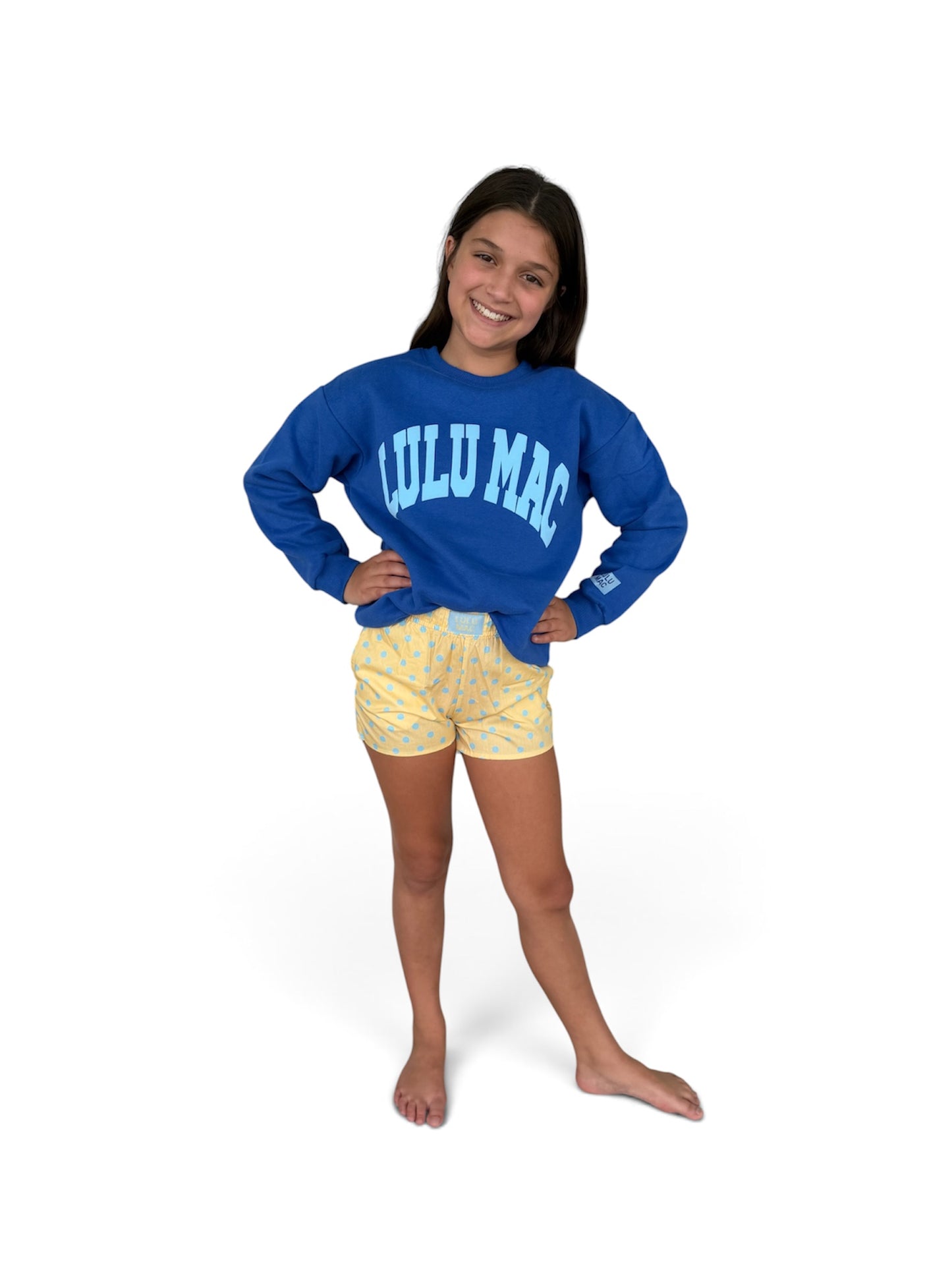 Yellow & Light Blue Polka Dot Lulu Mac Youth Shorts
