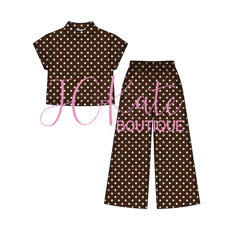 Brown & White Polka Dot Set