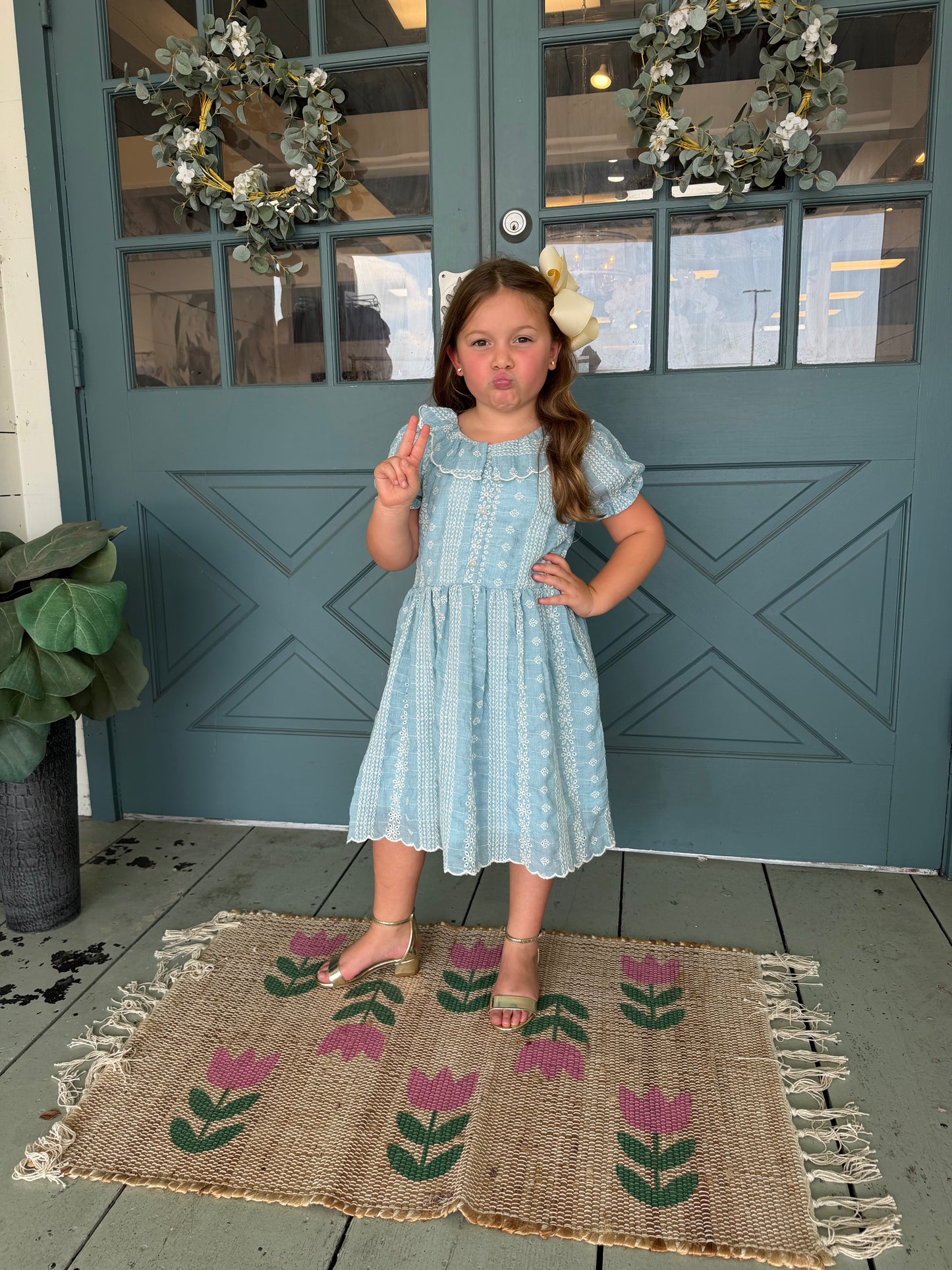 Delicate Blue Short Sleeve Dress