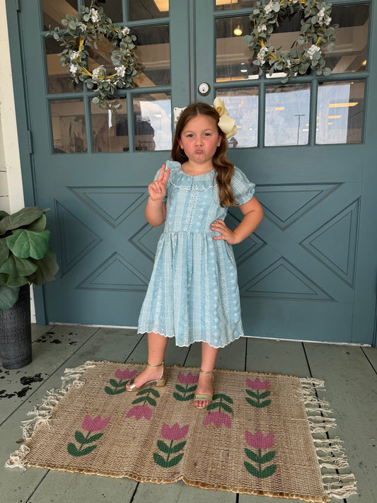 Delicate Blue Short Sleeve Dress