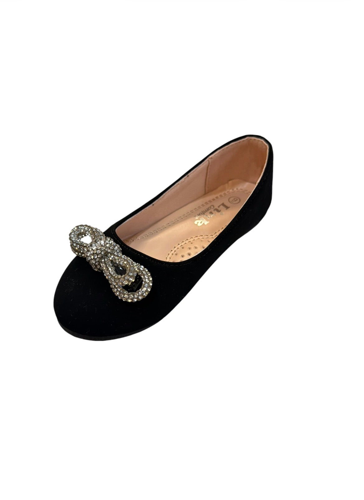 Black Ballet Flat with Silver Bow