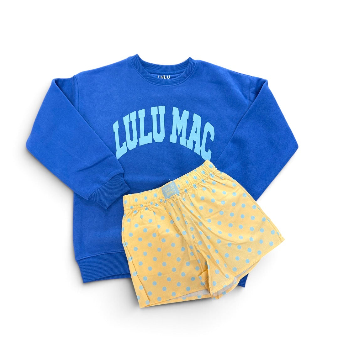 Yellow & Light Blue Polka Dot Lulu Mac Youth Shorts