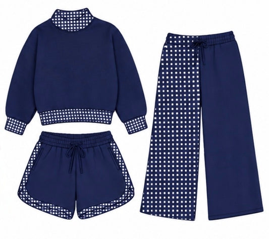 Navy Checkered Pants