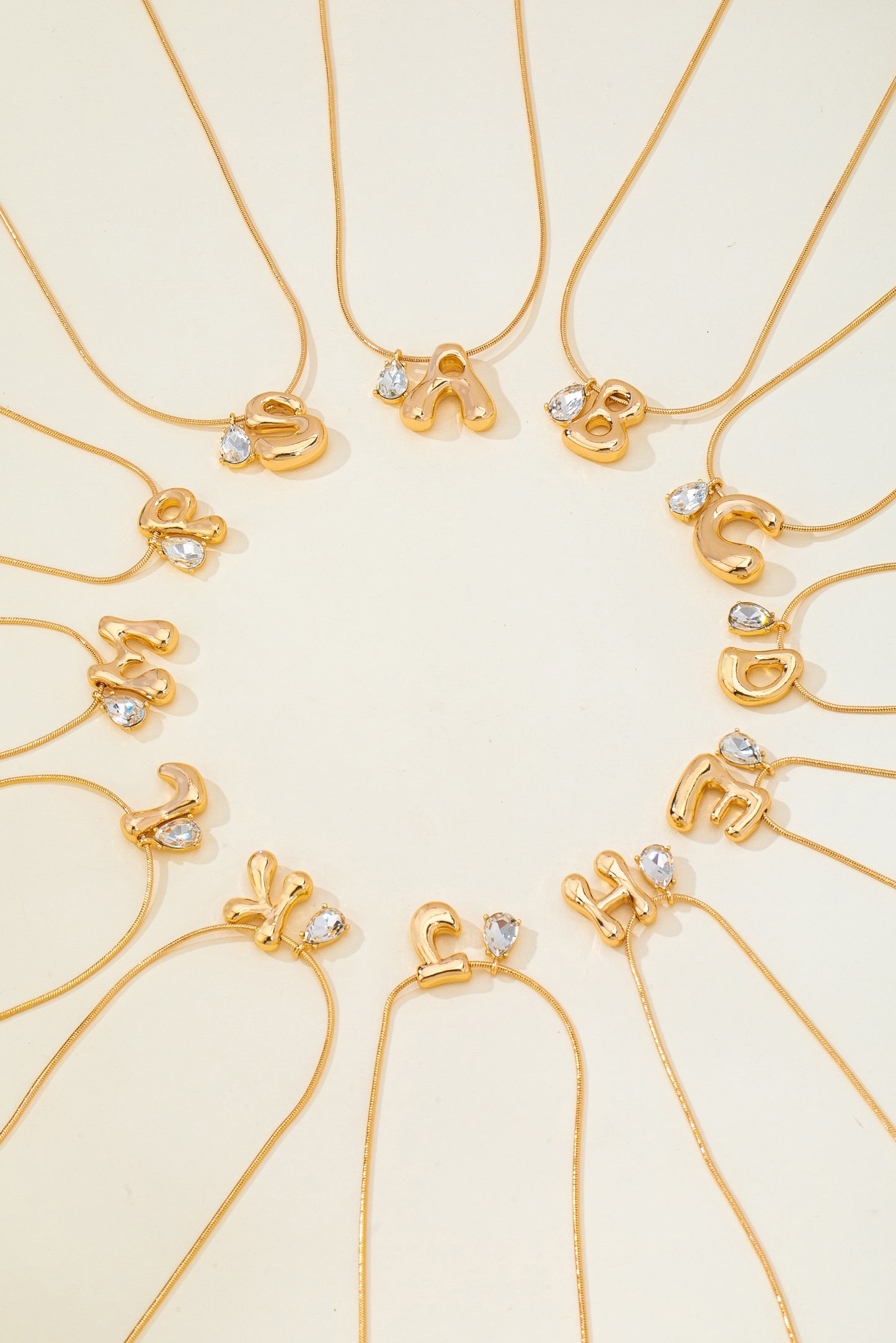 Initial Bubble Letter & Diamond Necklace