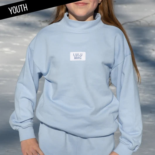 Light Blue Terry Cloth Mockneck - Youth
