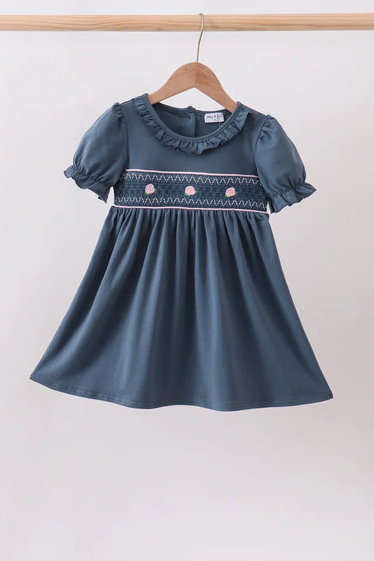 Navy Garden Rose Dress