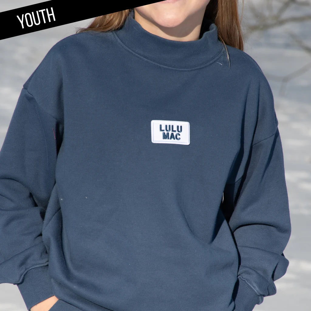 Navy Terry Cloth Lulu Mac Mockneck - youth