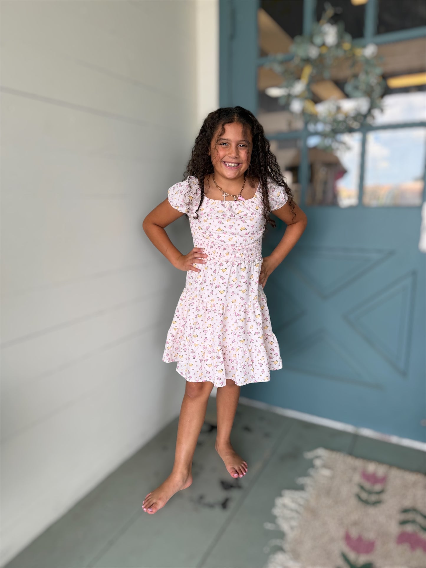 Pink Yellow Floral Dress