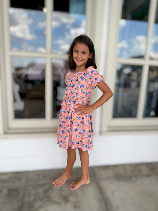 Floral Dress w Puff Sleeve