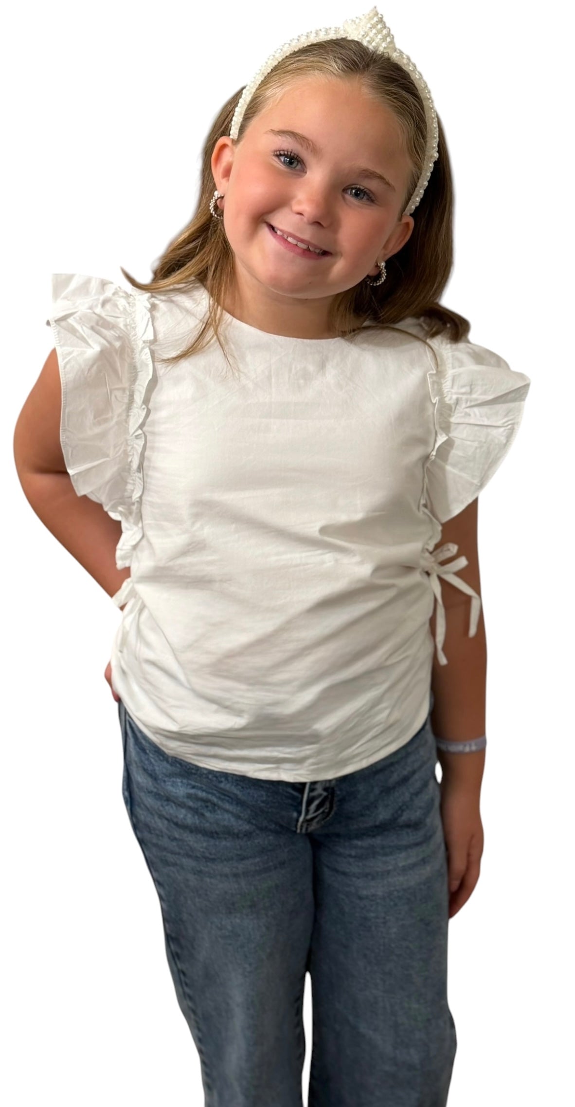 White Ruffle Shoulder Top