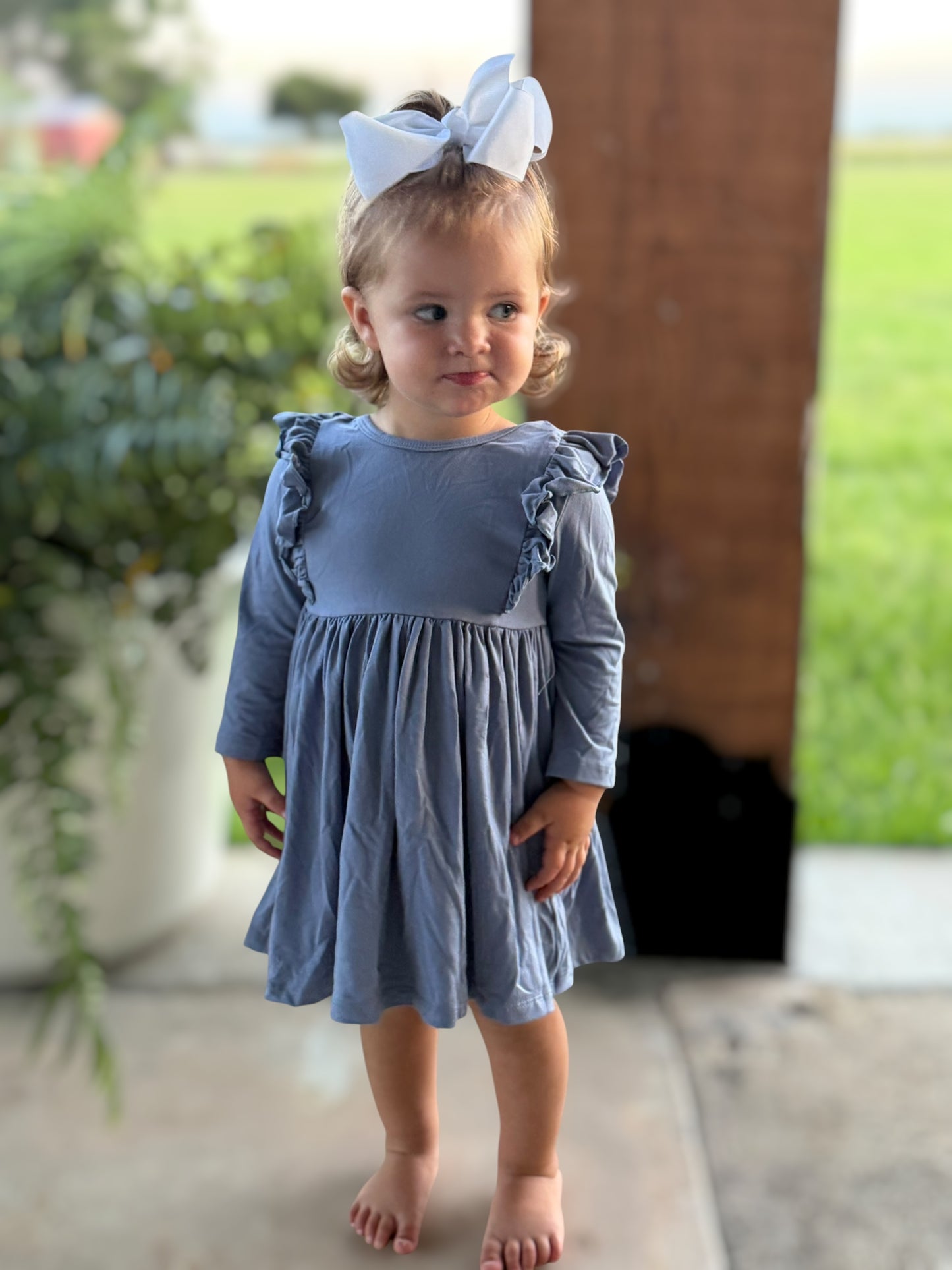 Dusty Blue Twirl Dress
