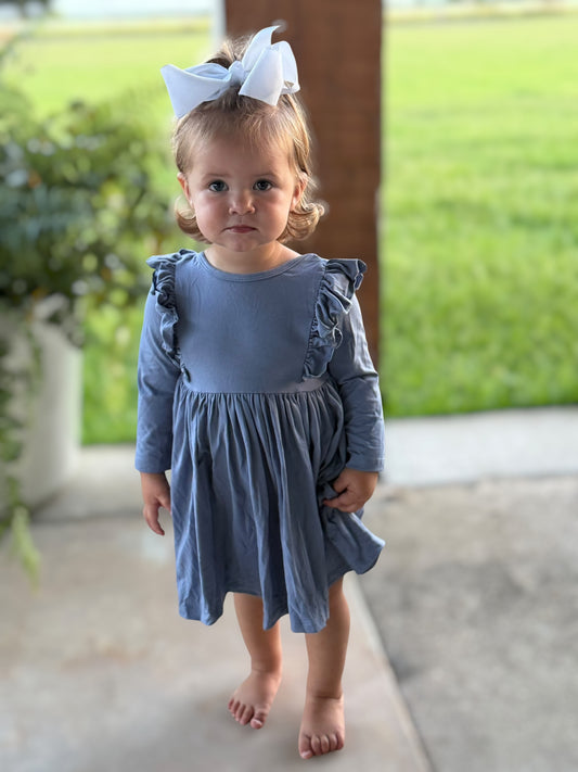 Dusty Blue Twirl Dress