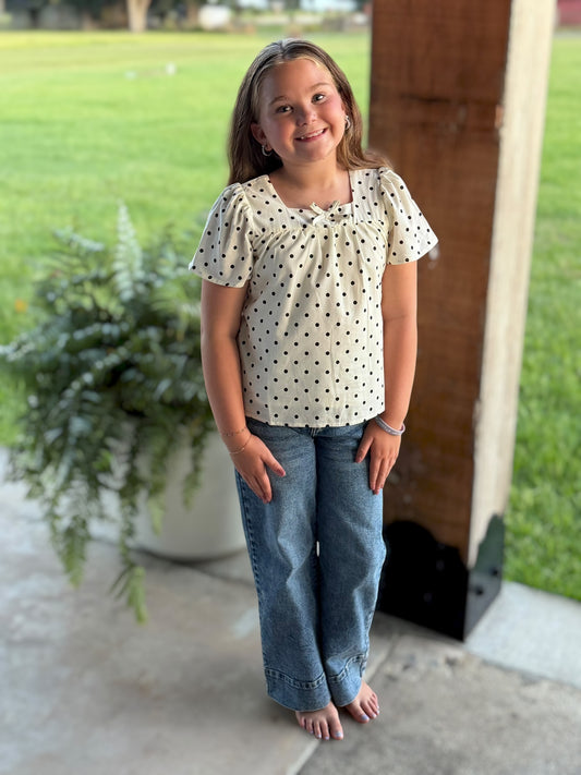 Cream Polka-Dot Top