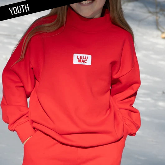 Red Terry Cloth Mockneck - Youth
