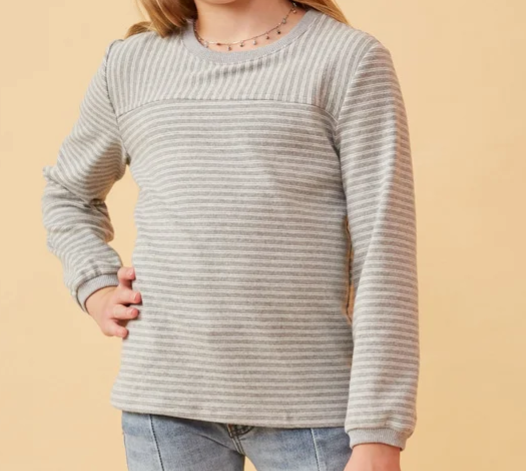 Grey Striped Long Sleeve Shirt