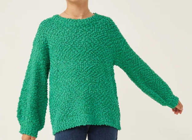 Kelly Green Popcorn Sweater
