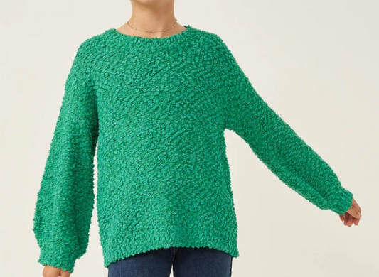 Kelly Green Popcorn Sweater