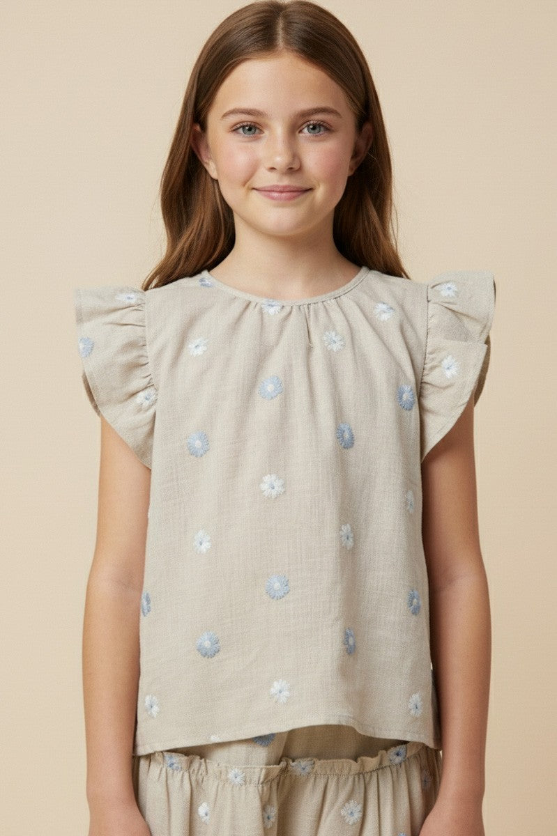 Tan Flower Top