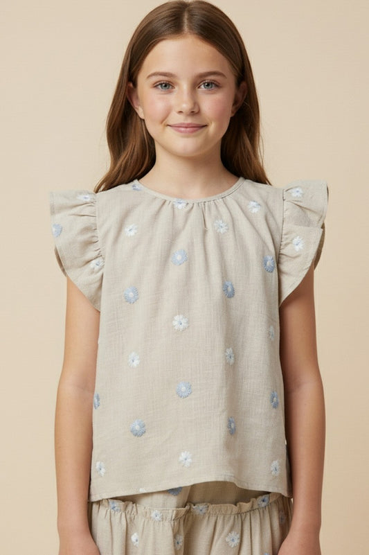 Tan Flower Top